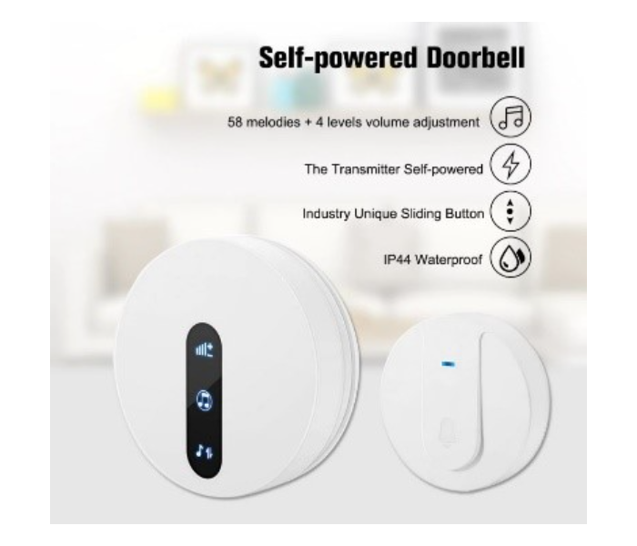 Self Powered Doorbell - White  - Zoom Image