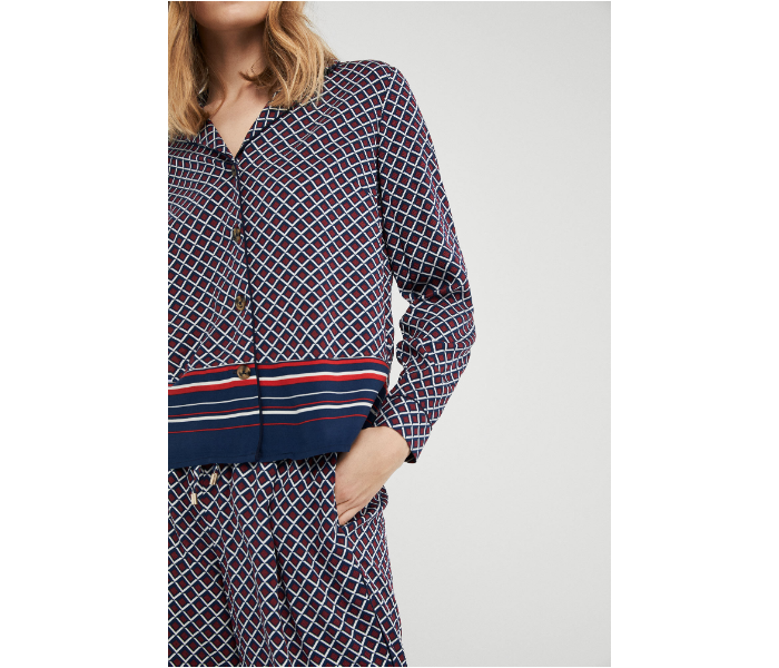 Springfield SS19 Long Sleeve Checked Blouse EU 34 For Women - Brown and Blue - Zoom Image 2