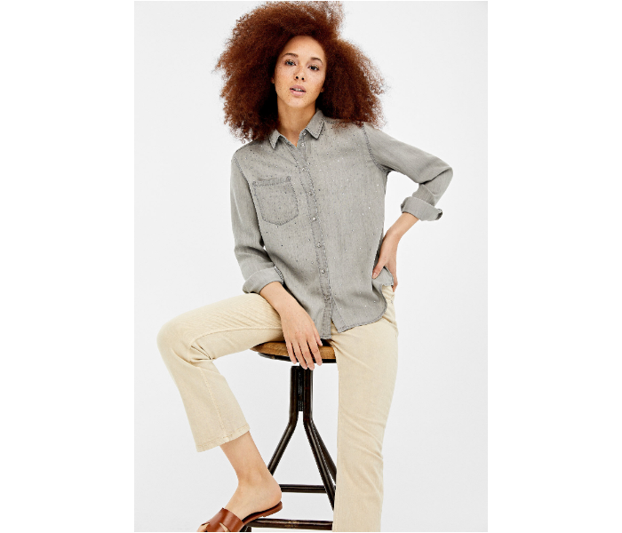 Springfield SS19 Long Sleeve Plain Blouse EU 38 For Women - Dark Grey - Zoom Image 1