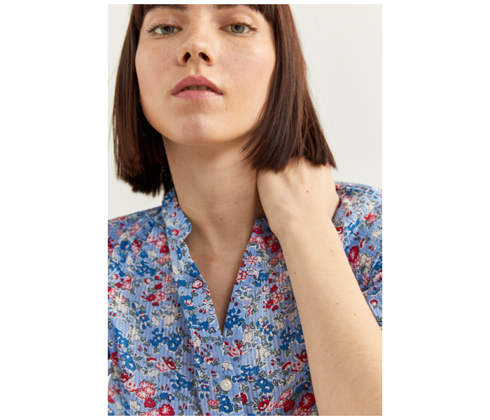 Springfield SS20 Long Sleeve Floral Blouse With Button Closure EU 36 For Women - Blue - Zoom Image 2