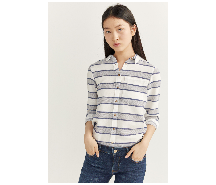 Springfield SS20 Long Sleeve Striped Shirt EU 38 For Women - White and Blue - Zoom Image 3