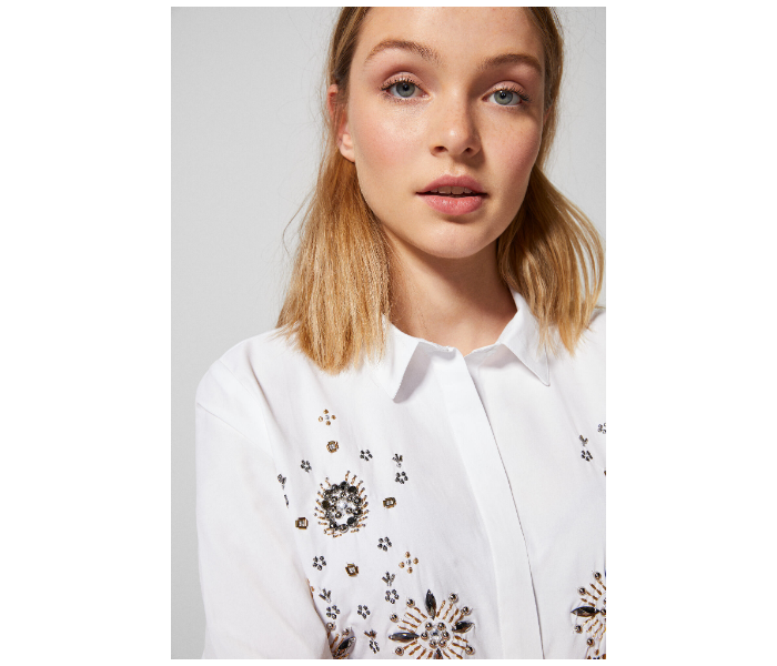 Springfield AW18 Long Sleeve Printed Blouse EU 34 For Women - White - Zoom Image 1