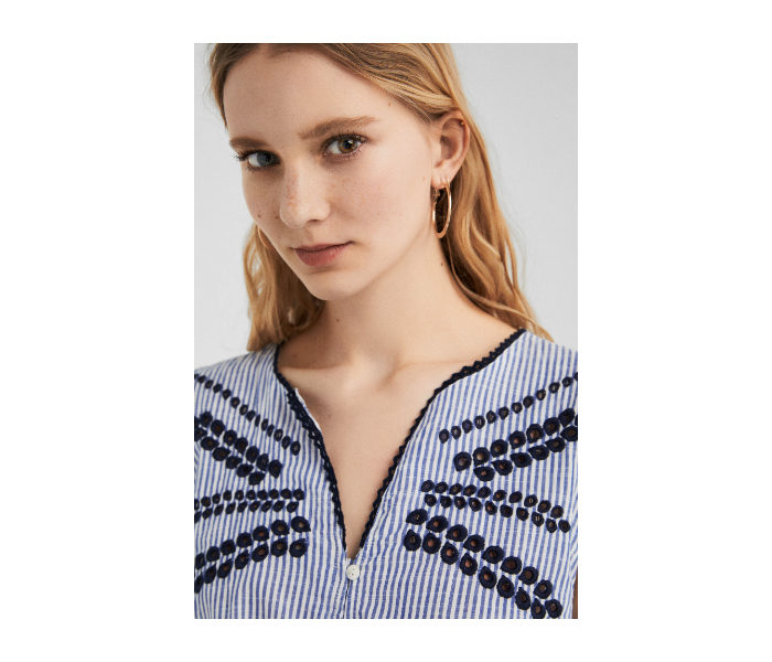 Springfield SS19 Design Short Sleeve Blouse EU 38 For Women - Light Indigo - Zoom Image 3