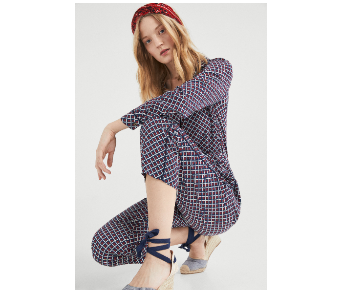 Springfield SS19 Checked Cotton Fancy Pant EU 42 For Women - Brown and Blue - Zoom Image 2