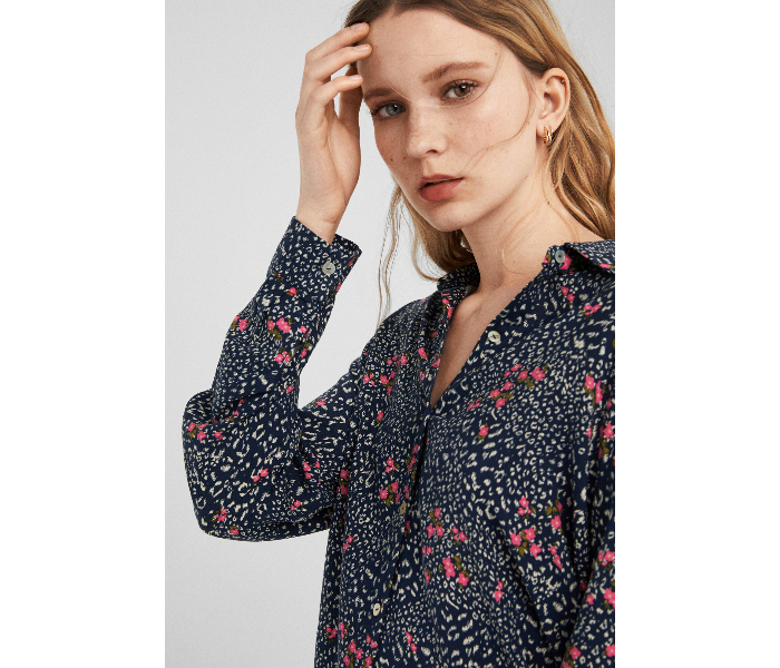 Springfield AW19 Long Sleeve Printed Blouse EU 40 For Women - Blue and Pink - Zoom Image 4