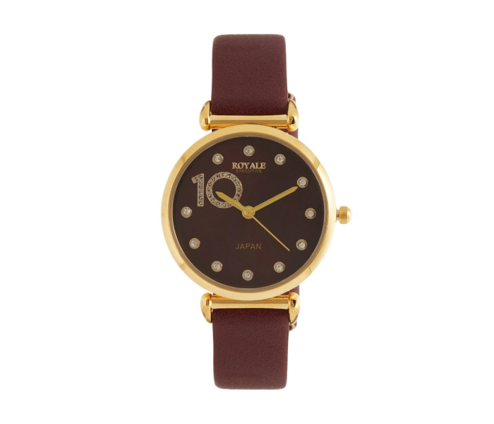 Royale Executive RE020 Leather Analog Wrist Watch For Women - Dark Brown - Zoom Image 1