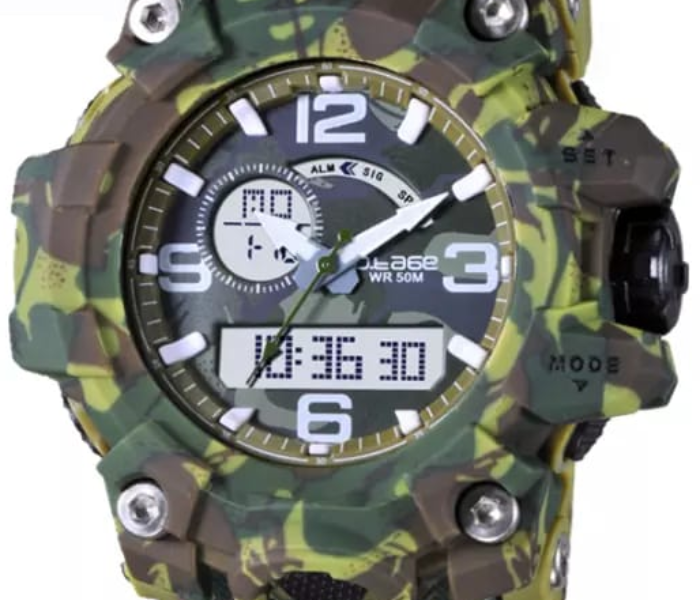 S Shock Casual Sports Watch Waterproof for Men -  Army Green - Zoom Image 3