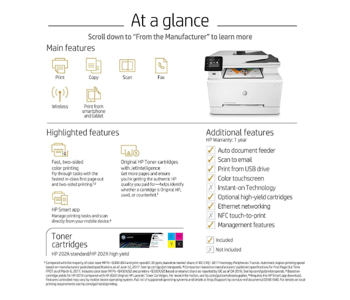 HP T6B82A LaserJet Pro M281fdw All-In-One Wireless Laser Color Printer  - Zoom Image 7