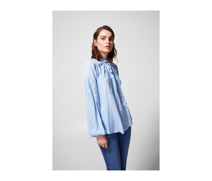 Springfield SS19 Long Sleeve Plain Blouse EU 36 For Women - Blue - Zoom Image 4