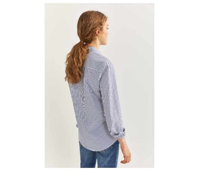 Springfield SS20 Long Sleeve Striped Shirt EU 42 For Women - Blue and White - Zoom Image 4