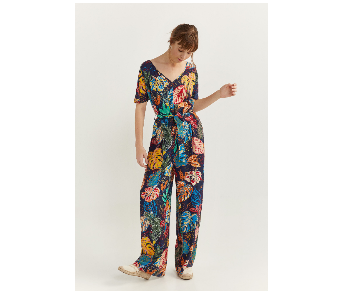 Springfield SS20 Printed Jumpsuit EU 42 For Women - Blue and Yellow - Zoom Image 1