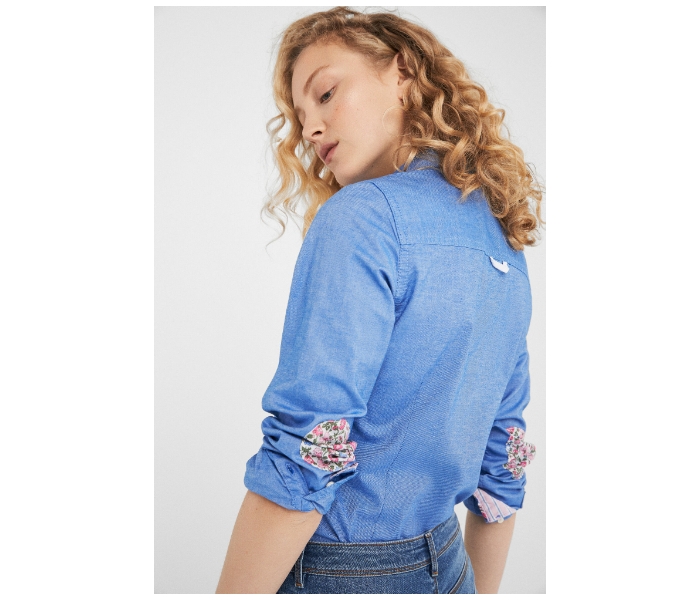 Springfield SS19 Long Sleeve Plain Blouse EU 36 For Women - Medium Blue - Zoom Image 2