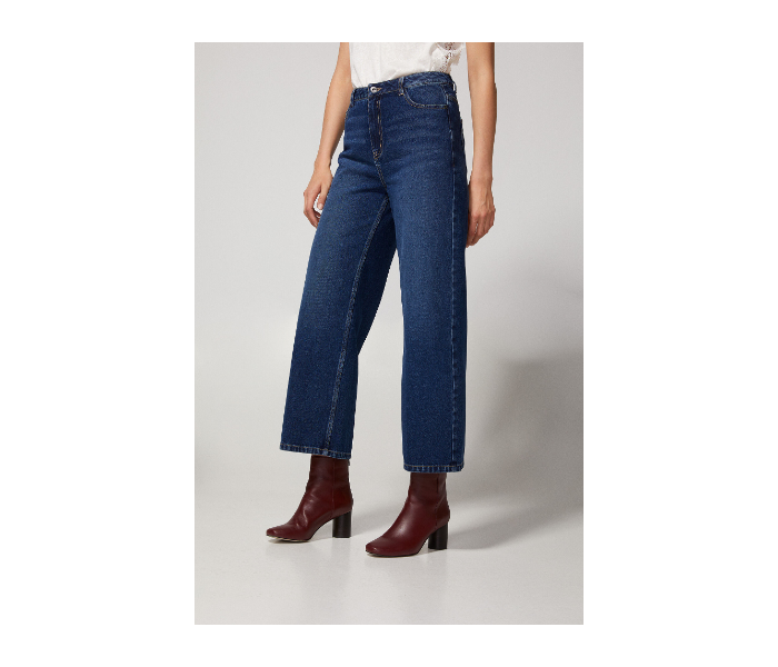 Springfield AW18 Wide Cropped Denim Trouser EU 38 For Women - Dark Blue - Zoom Image 2