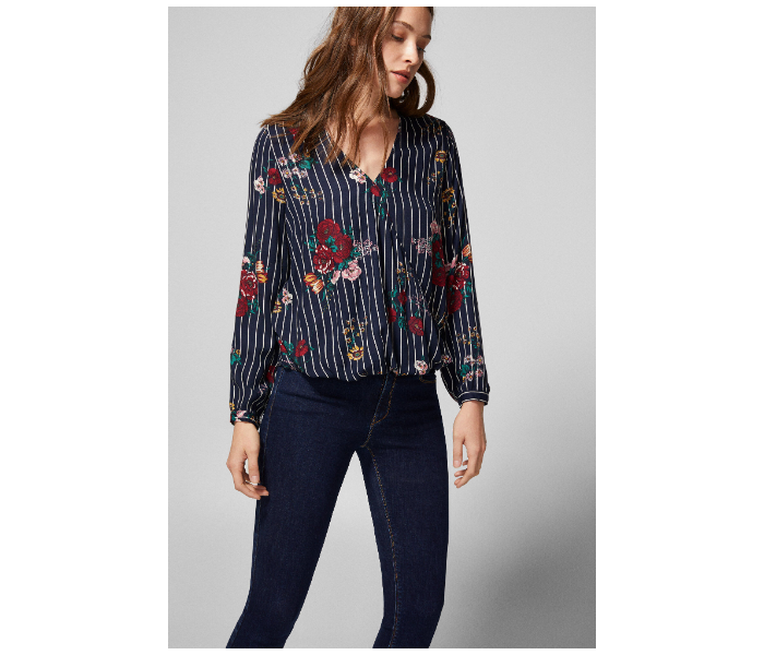 Springfield SS19 Long Sleeve Floral Blouse EU 42 For Women - Dark Blue - Zoom Image 3