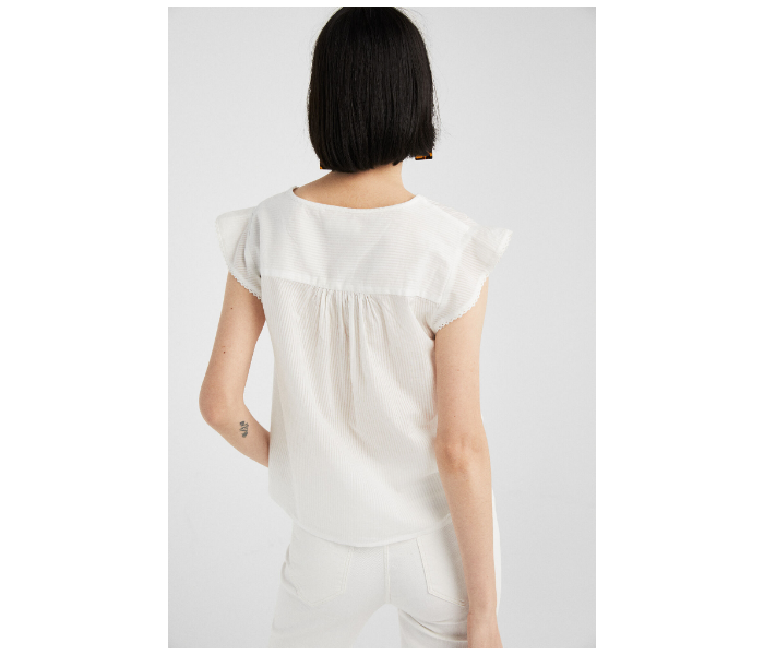 Springfield SS19 Plain Short Sleeve Blouse EU 38 For Women - White - Zoom Image 4