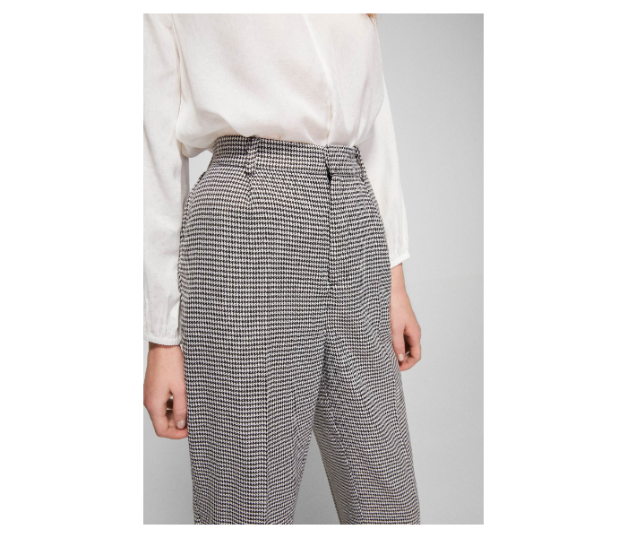 Springfield AW18 Checked Cotton Pant EU 42 For Women - Black and White - Zoom Image 4