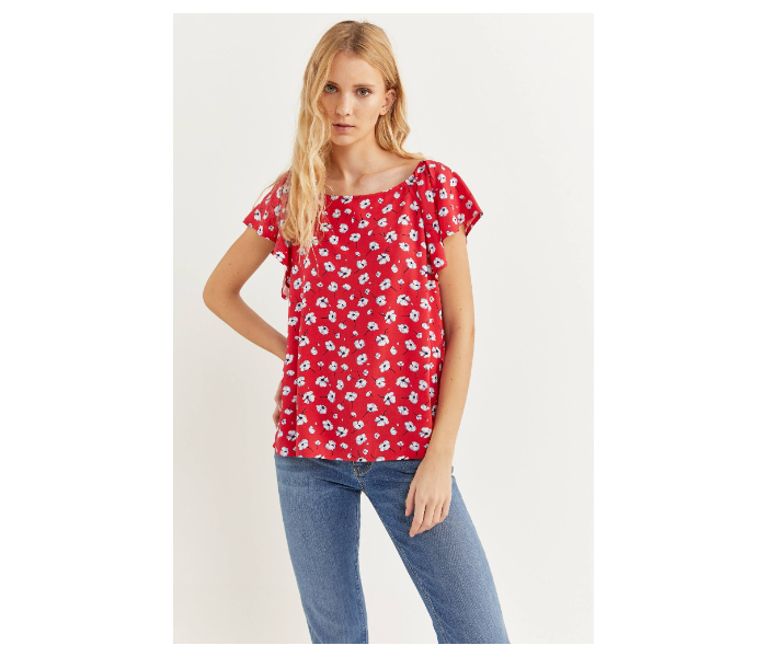 Springfield SS20 Floral Short Sleeve Blouse EU 34 For Women - Red and White - Zoom Image 1