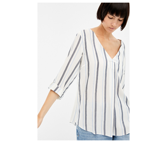 Springfield Regular Fit Long Sleeve Striped Blouse EU 42 For Women - Blue And White - Zoom Image 1