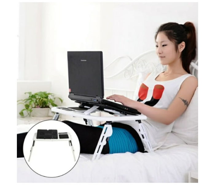 Plastic Laptop Table for Bed and Sofa with Cooling Fan - Zoom Image 2