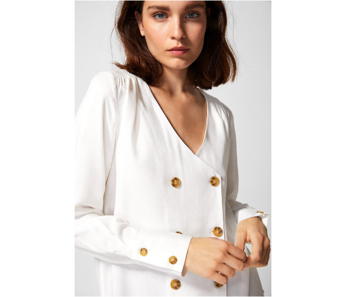 Springfield AW18 Long Sleeve Plain Blouse EU 40 For Women - White and Gold - Zoom Image 2