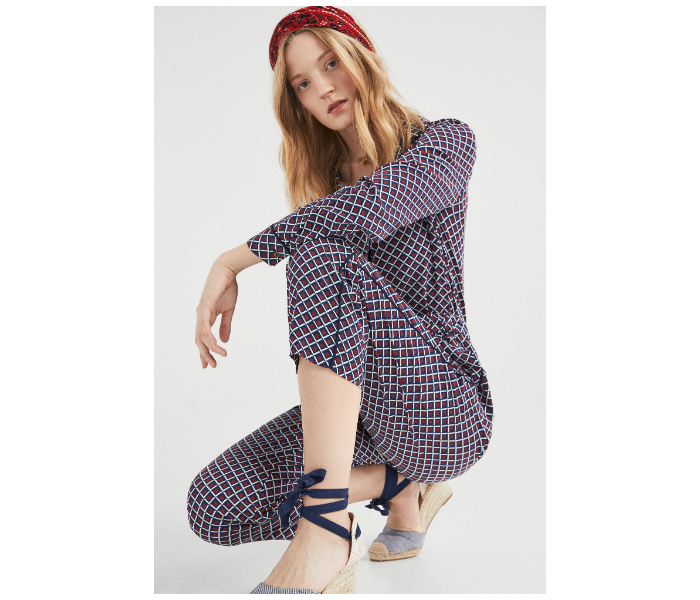 Springfield SS19 Checked Cotton Fancy Pant EU 40 For Women - Brown and Blue - Zoom Image 2