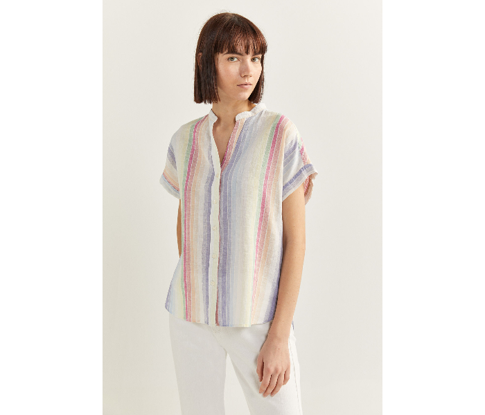 Springfield SS20 Striped Short Sleeve Blouse EU 38 For Women - Blue and Pink - Zoom Image 1