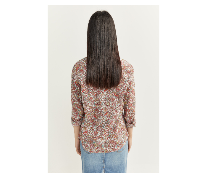 Springfield SS20 Long Sleeve Floral Blouse With Button Closure EU 42 For Women - Brown and Beige - Zoom Image 4