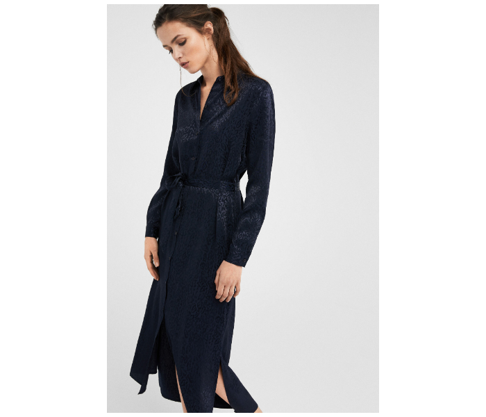 Springfield SS19 Knit Dress With Tie Up EU 38 For Women - Navy - Zoom Image 1