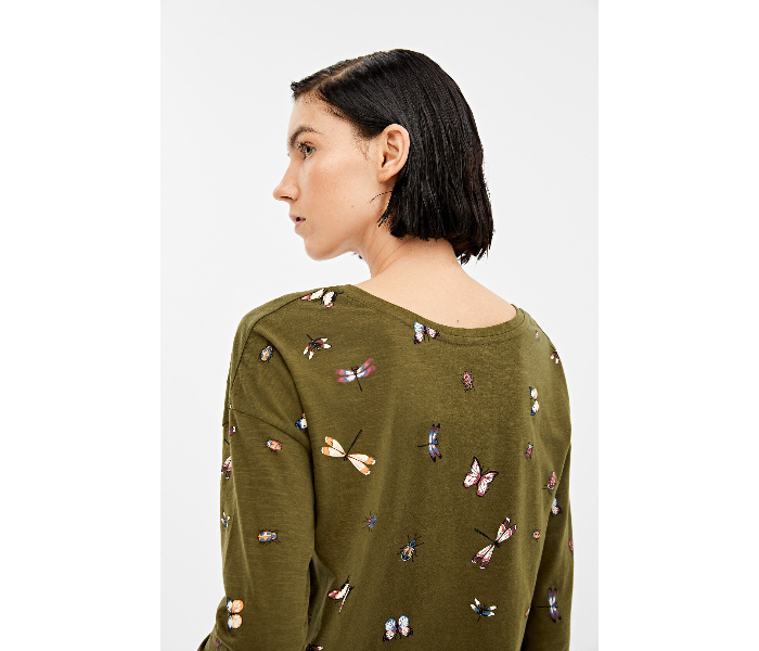 Springfield Butterfly Printed Long Sleeve T-Shirt Small For Women - Green - Zoom Image 3