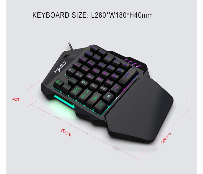 35 Keys One Handed Gaming Keyboard with USB Wired for PUBG - Black - Zoom Image 7