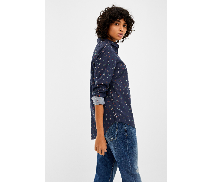 Springfield AW19 Regular Fit Long Sleeve Floral Blouse EU 38 For Women - Dark Blue - Zoom Image 4