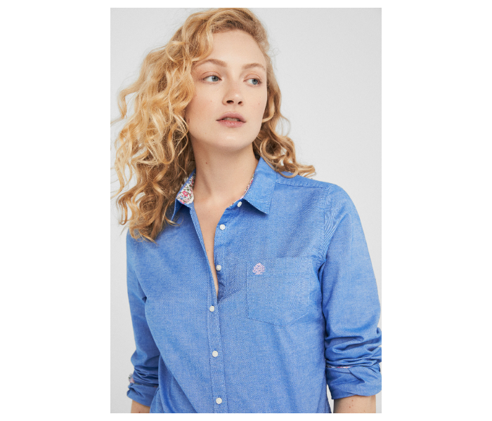 Springfield SS19 Long Sleeve Plain Blouse EU 40 For Women - Medium Blue - Zoom Image 1