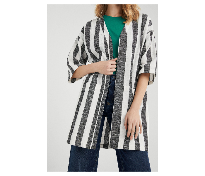 Springfield SS19 Striped Kimonos X-Small For Women - Grey and White - Zoom Image 3