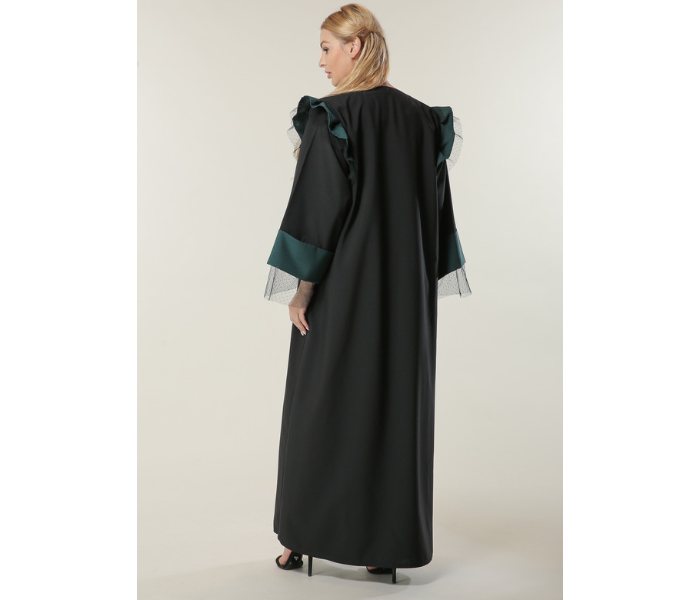 Moistreet Double XL Black Loose Fit open Abaya - Black - Zoom Image 3