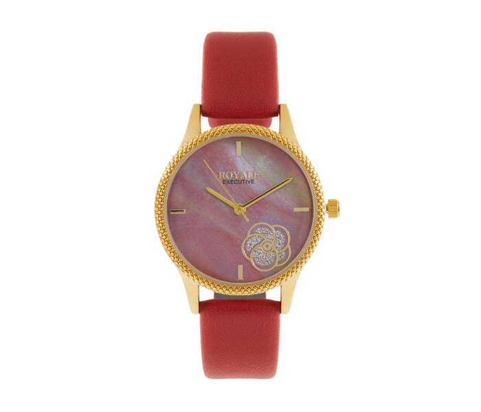 Royale Executive RE023 Leather Analog Wrist Watch For Women - Red - Zoom Image 1