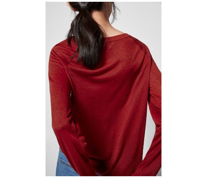 Springfield Plain Long Sleeve T-Shirt Medium For Women - Maroon - Zoom Image 3