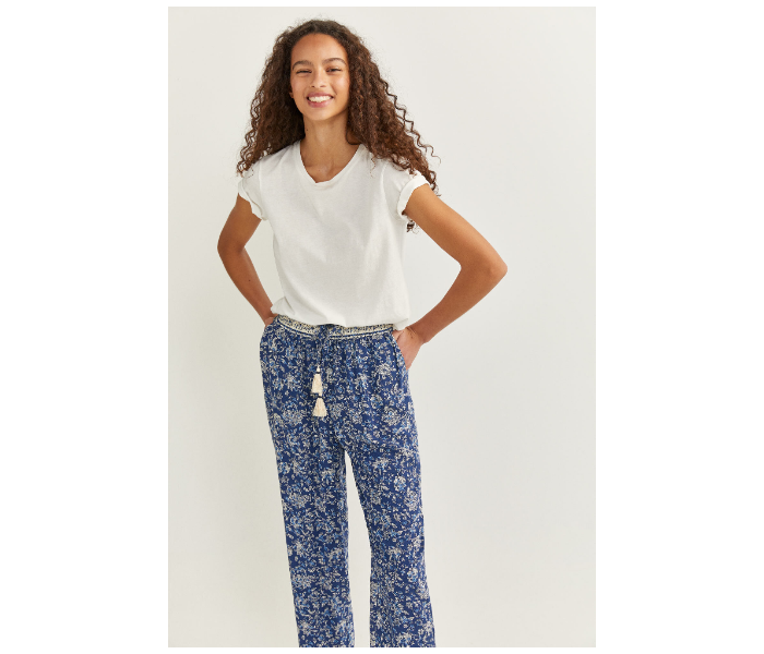 Springfield SS20 Printed Cotton Fancy Pant EU 44 For Women - Blue and White - Zoom Image 1