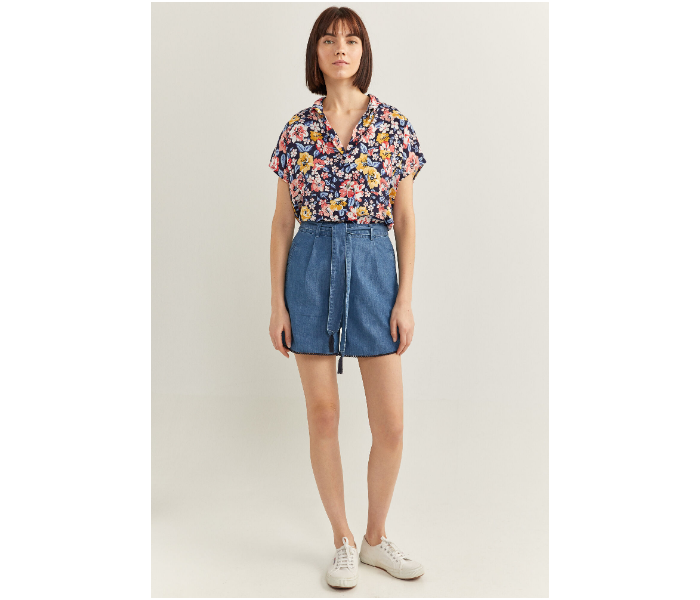 Springfield SS20 Floral Short Sleeve Blouse EU 42 For Women - Blue and Yellow - Zoom Image 2