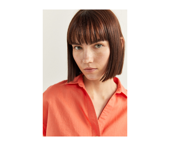 Springfield SS20 Plain Short Sleeve Blouse EU 38 For Women - Orange - Zoom Image 3