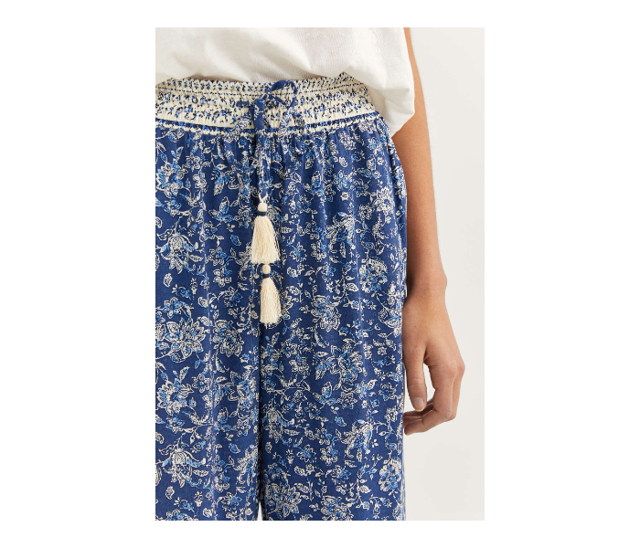 Springfield SS20 Printed Cotton Fancy Pant EU 44 For Women - Blue and White - Zoom Image 3