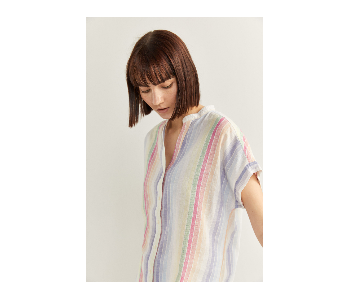 Springfield SS20 Striped Short Sleeve Blouse EU 40 For Women - Blue and Pink - Zoom Image 2