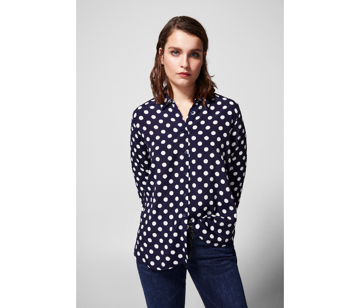 Springfield SS19 Long Sleeve Polka Dotted Blouse EU 38 For Women - Dark Blue - Zoom Image 1