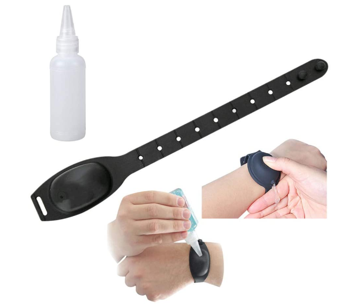 Portable 10 ml Hand Sanitizer Dispensing Wristband Bracelet Wearable Hand Dispenser Portable Silicone Travel Refillable - Black - Zoom Image 1