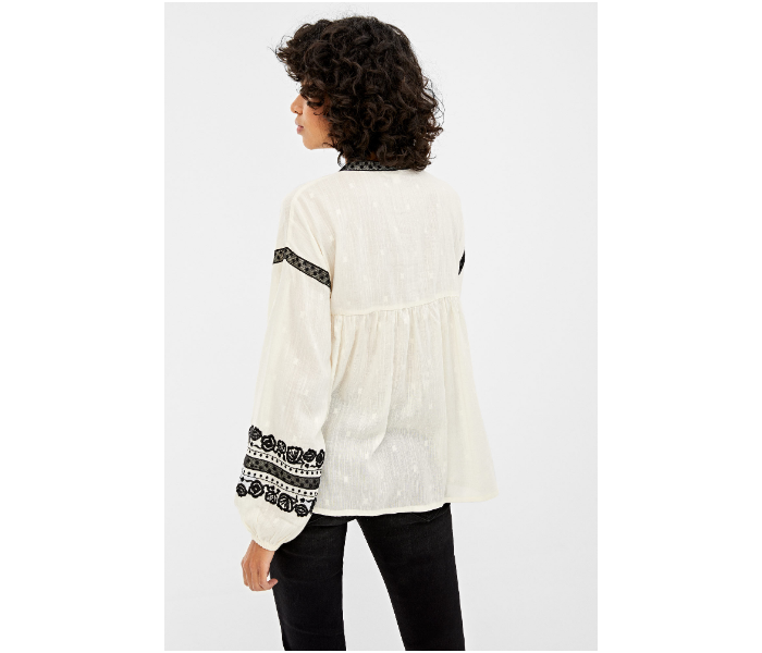 Springfield AW19 Regular Fit Long Sleeve Blouse EU 36 For Women - Ivory Black - Zoom Image 2