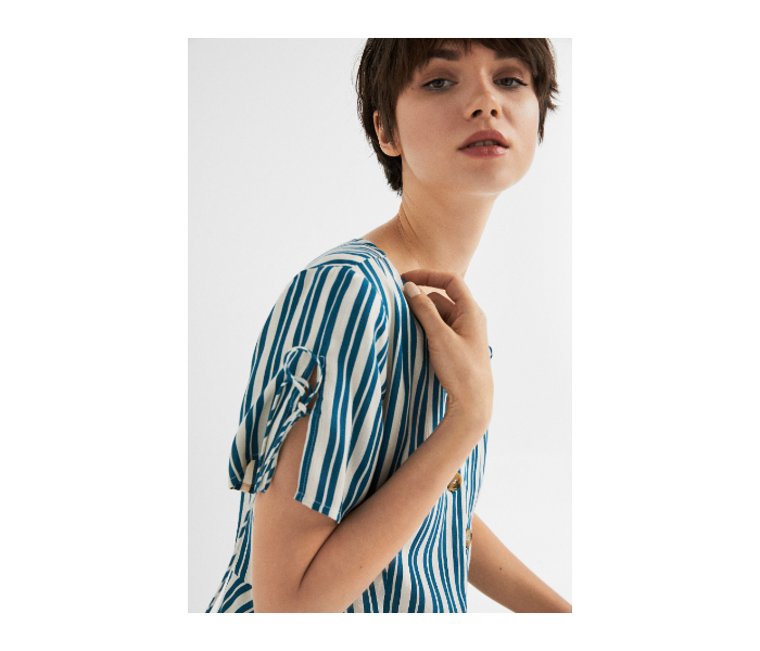 Springfield SS19 Striped Short Sleeve Blouse EU 34 For Women - Green and White - Zoom Image 2