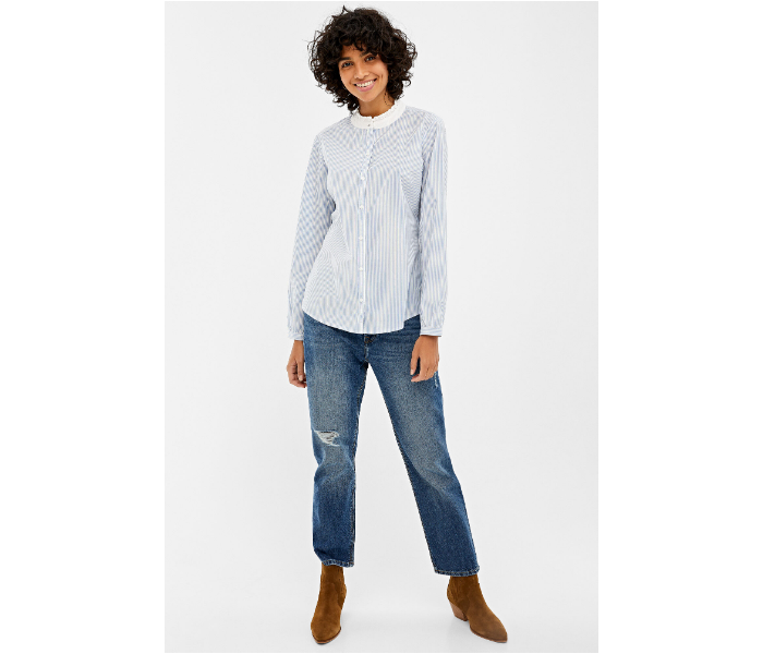 Springfield AW19 Regular Fit Long Sleeve Striped Blouse EU 42 For Women - Light Blue - Zoom Image 3