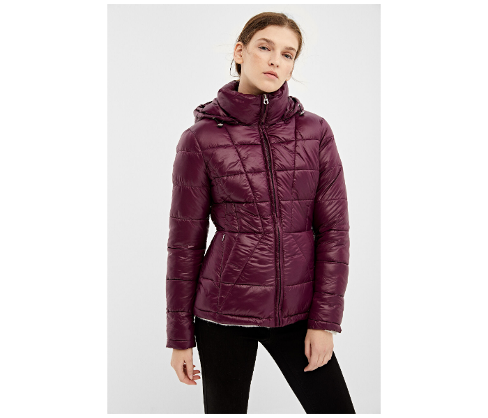 Springfield AW19 Solid Winter Jacket Medium For Women - Purple - Zoom Image 4