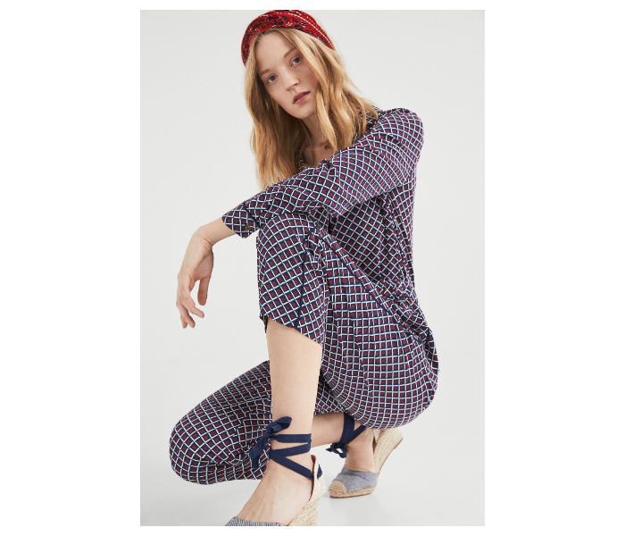 Springfield SS19 Checked Cotton Fancy Pant EU 34 For Women - Brown and Blue - Zoom Image 2