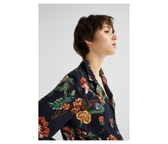 Springfield SS19 Long Sleeve Floral Blouse EU 42 For Women - Black and Green - Zoom Image 4