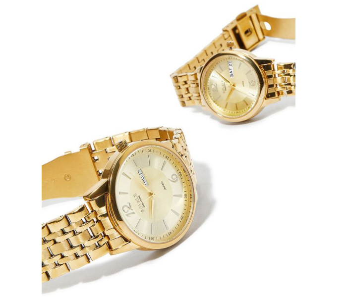 Royale Executive RE025 2 Piece Classic Metal Analog Couple Watch - Gold - Zoom Image 4